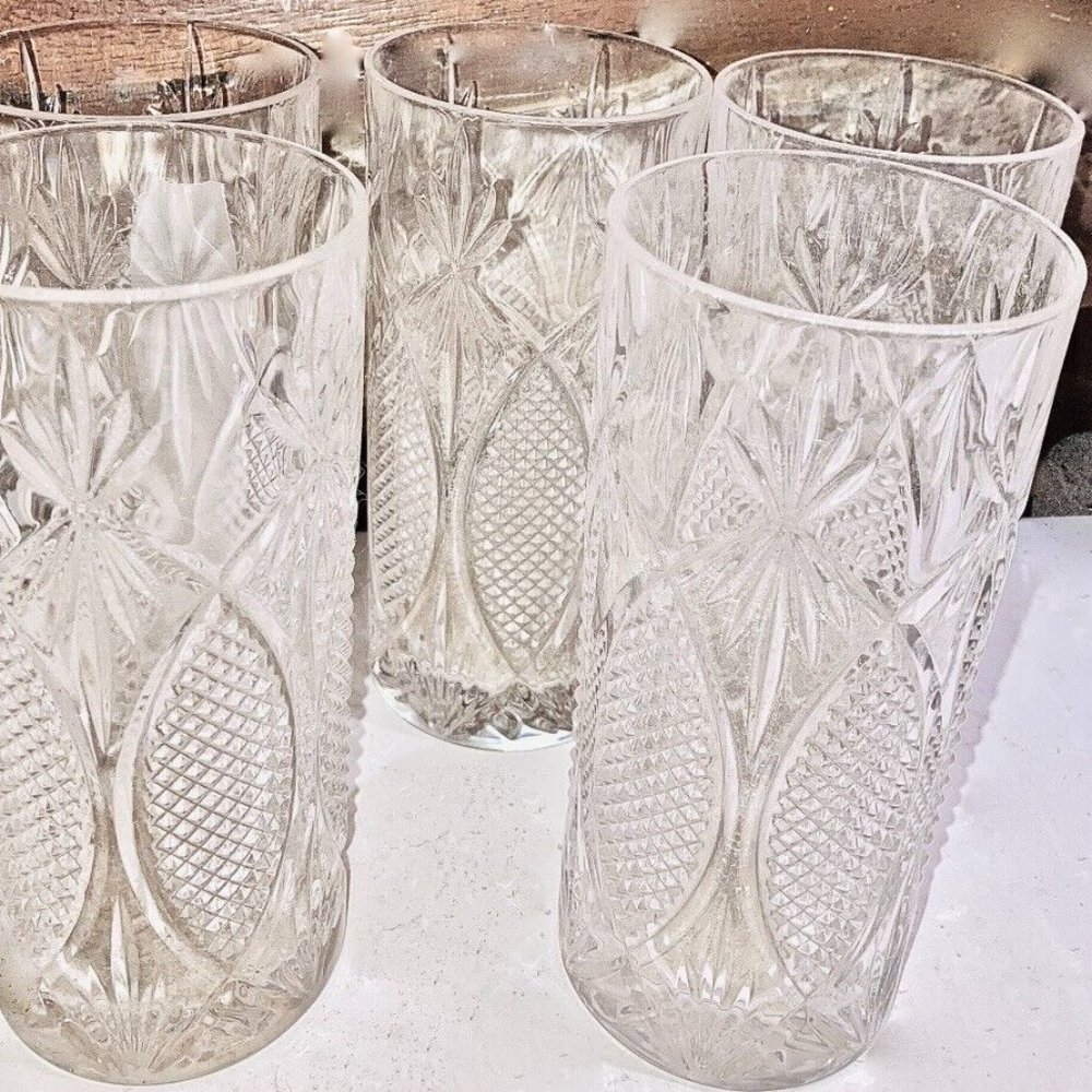 5 Vintage Bleikristall Crystal Water Glasses Tumbler Rocks Germany 5" tall heavy